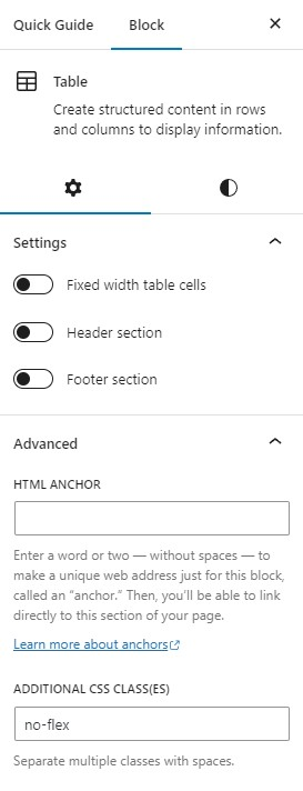 Advanced Block settings